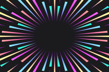 Firework vector background. Sunburst colorful strips. 10 eps