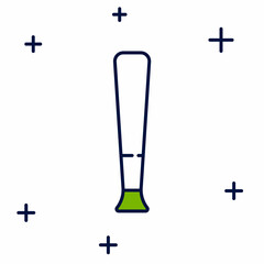 Filled outline Baseball bat icon isolated on white background. Sport equipment. Vector