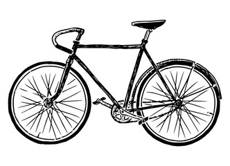 Hand drawing of profile silhouette city bicycle