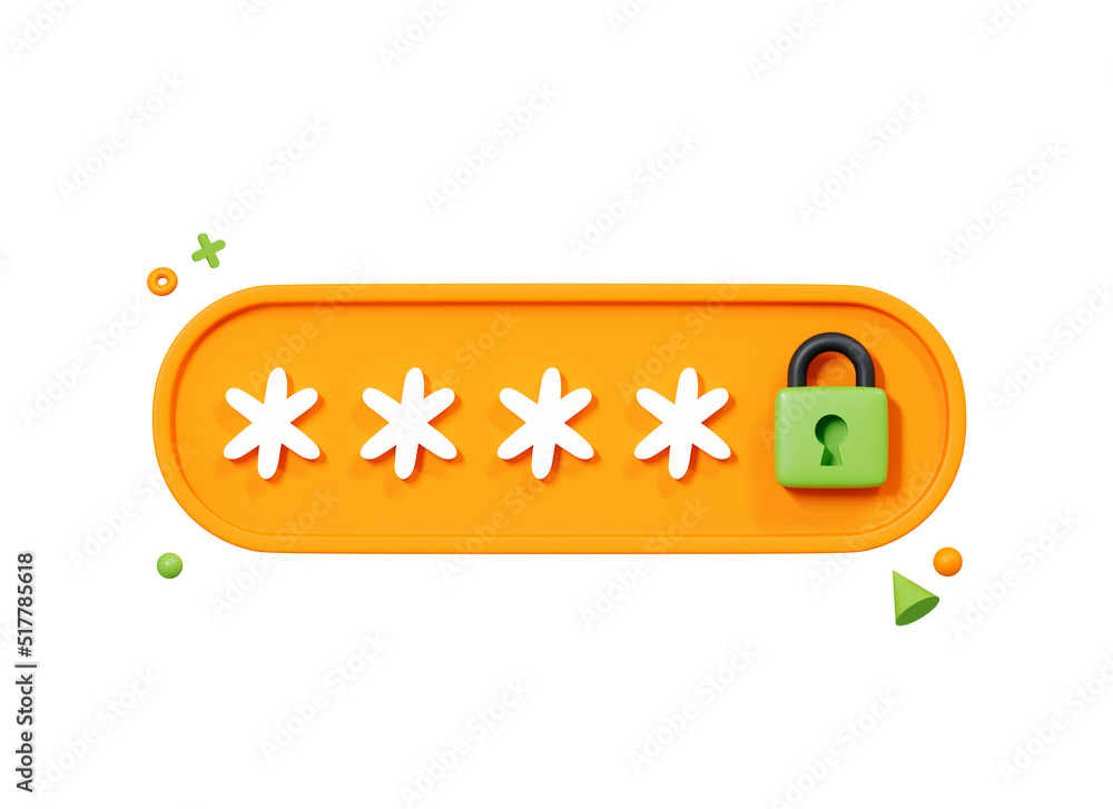 Poster 3d pin code entry and padlock. locked password field. fraud protection. cybersecurity of data. priva