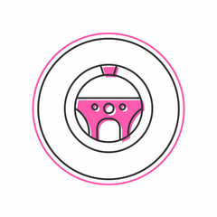Obraz premium Filled outline Steering wheel icon isolated on white background. Car wheel icon. Vector