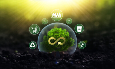 Circular economy concept. 
Sharing,reusing,repairing,renovating and recycling existing materials...