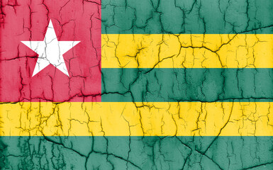 Textured photo of the flag of Togo with cracks.
