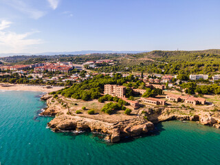 Aerial drone view of a coastline in Spain Catalonia Tarragona