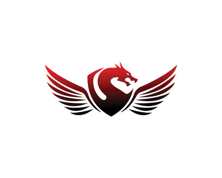 Modern Flying Dragon Logo. Creative Simple Dragons  Logo Vector Illustrations.