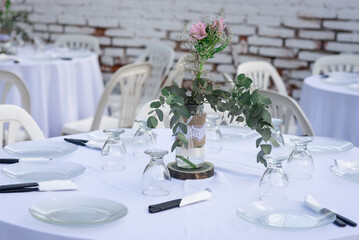 A table decorated ready for a lunch during a party