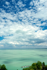 Lake Balaton view from Tihany viewpoint on hot summer day