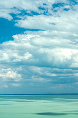 Lake Balaton view from Tihany viewpoint on hot summer day