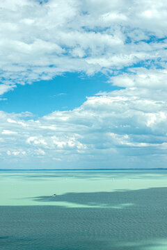 Lake Balaton View From Tihany Viewpoint On Hot Summer Day