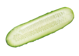 Half of fresh ripe cucumber on white background