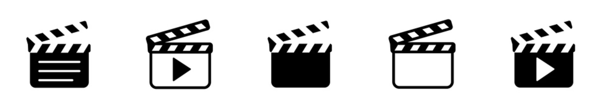 Clapper board set. Movie clapperboard Open and closed movie clapper. Vector illusatration