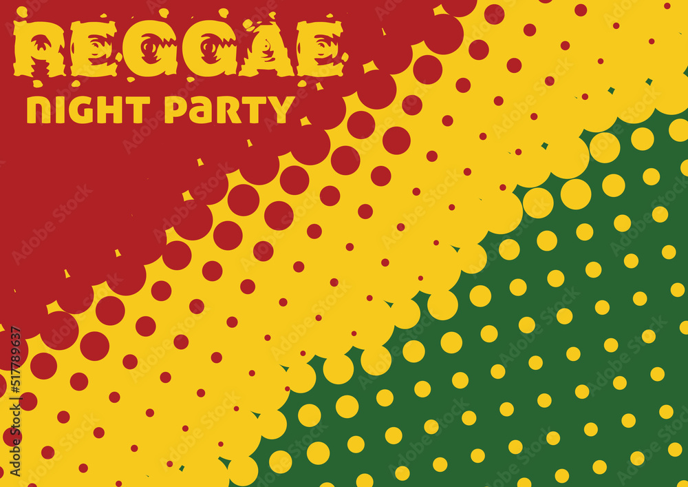 Poster Reggae background with halftone effect. Vector pattern