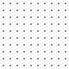 Square seamless background pattern from geometric shapes are different sizes and opacity. The pattern is evenly filled with small black chip symbols. Vector illustration on white background