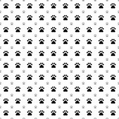 Square seamless background pattern from geometric shapes are different sizes and opacity. The pattern is evenly filled with big black pet symbols. Vector illustration on white background