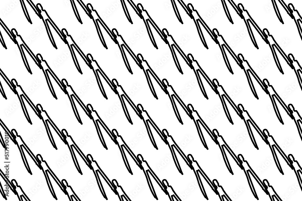 Poster seamless pattern completely filled with outlines of compass dividers. elements are evenly spaced. ve