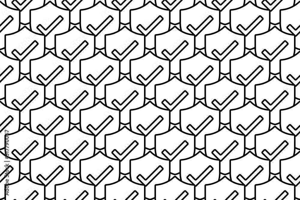 Poster seamless pattern completely filled with outlines of protection mark symbols. elements are evenly spa
