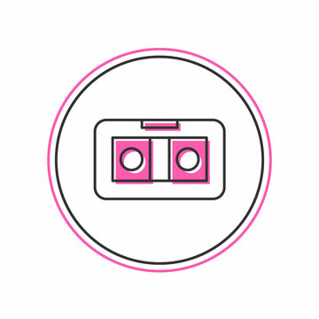 recommend clip art: Filled outline VHS video cassette tape icon isolated on white background. Vector