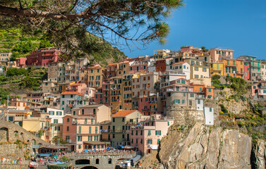 Fototapeta na wymiar Sunny view of Manarolla. Cinque Terre, Italy.