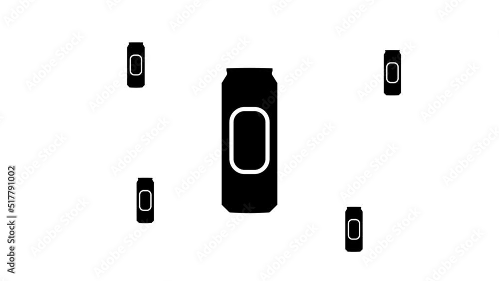 Poster zoom in and out animation the beer can symbol. large black symbol in the center and four small symbo