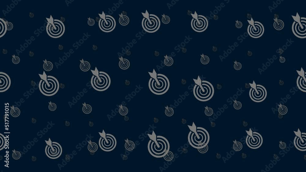 Poster goal symbols float horizontally from left to right. parallax fly effect. floating symbols are locate