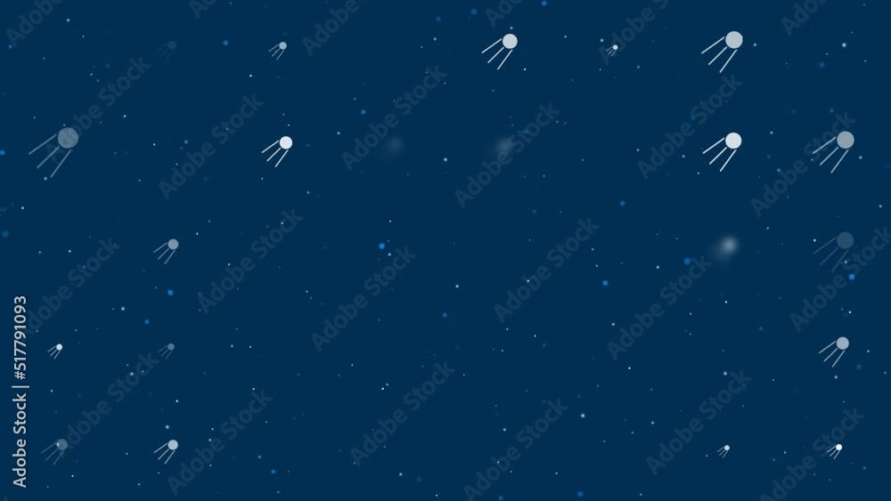 Aufkleber template animation of evenly spaced satellite symbols of different sizes and opacity. animation of t