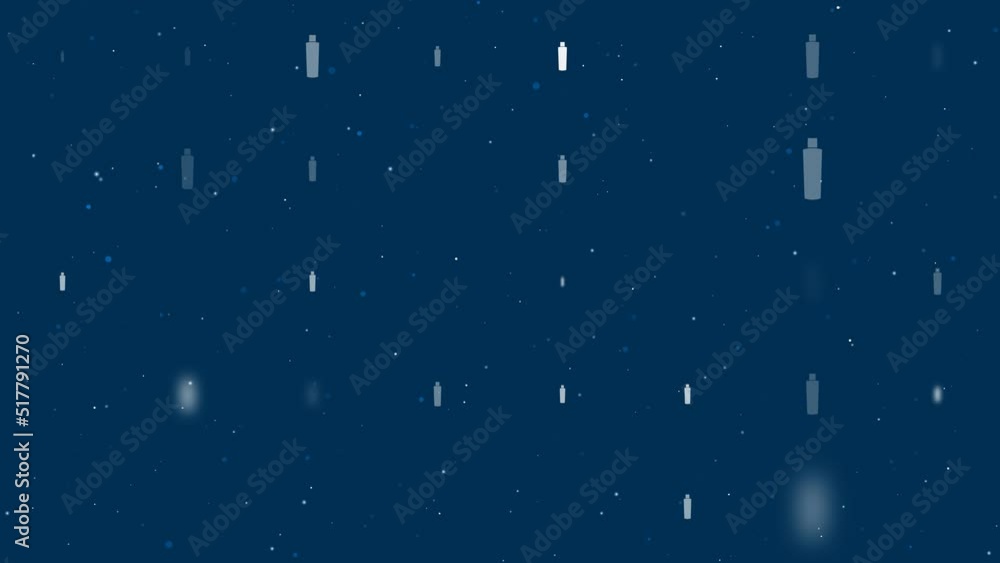 Poster template animation of evenly spaced shampoo symbols of different sizes and opacity. animation of tra