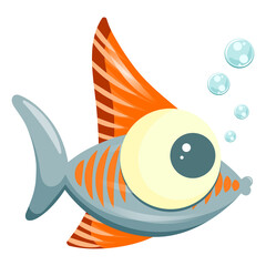 Cute cartoon fish illustration. Isolated on white background.
