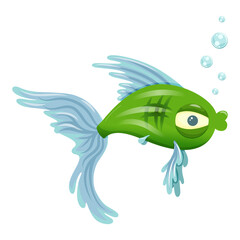Cute cartoon fish illustration. Isolated on white background.