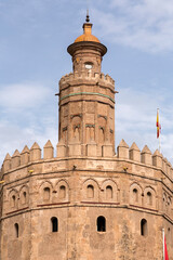 Fototapeta premium The Torre del Oro, Tower of Gold is a dodecagonal military watchtower in Seville, Spain