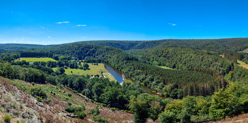 Fototapeta na wymiar Panorama landscape in Herbeumont, a village in province of Luxembourg, Belgium