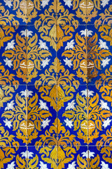 Fragment of glazed Andalusian ceramic tiled wall