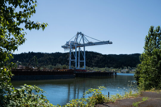 Garbage Scow And Working Dock.