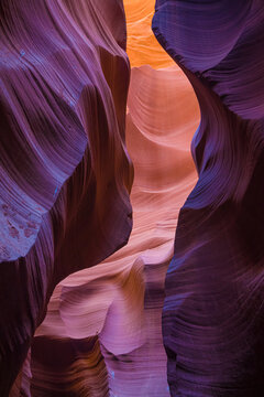 Orange, Purple and Blue Tones in Lower Antelope Canyon