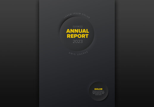 Dark Gray Annual Report Front Cover Page Template with Circles