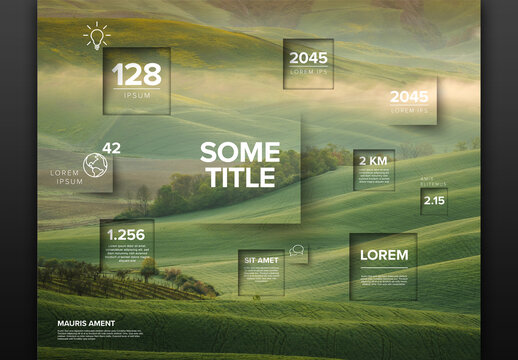 Background Photo Infographic Template with Square Elements