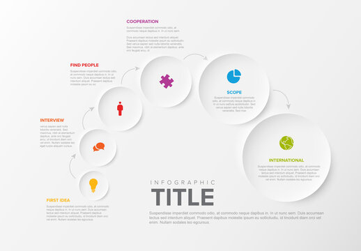 Simple Infographic with Six Circles and Small Icon Elements