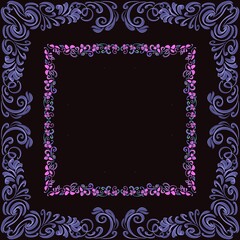 frame with ornament on a black background,pink color