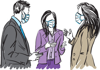 Fototapeta na wymiar BUSINESS PEOPLE with masks prevention concept vector illustration