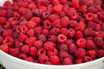 Drying ripe raspberries. Fresh raspberry background