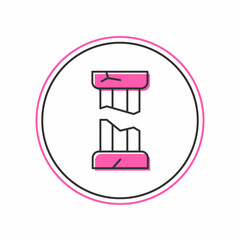 Filled outline Broken ancient column icon isolated on white background. Vector