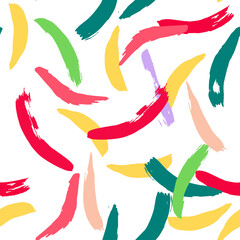 Color Paint Stroke Vector Seamless Pattern.
