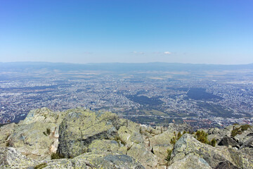 Fototapeta na wymiar Panorama of Sofia from Vitosha Mountain, Bulgaria
