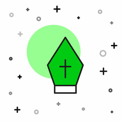 Filled outline Pope hat icon isolated on white background. Christian hat sign. Vector