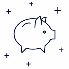 Filled outline Piggy bank icon isolated on white background. Icon saving or accumulation of money, investment. Vector