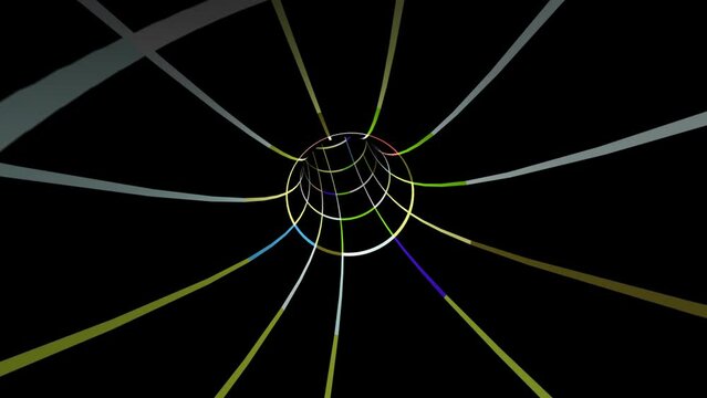 Driving through colorful grid tunnel