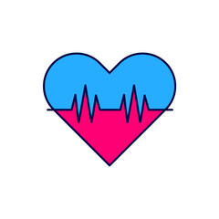 Filled outline Heart rate icon isolated on white background. Heartbeat sign. Heart pulse icon. Cardiogram icon. Vector