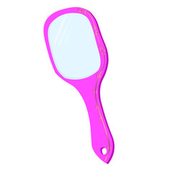 Pink hand mirror with white background vector
