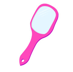 pink hand mirror with white background vector
