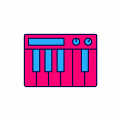 Filled outline Music synthesizer icon isolated on white background. Electronic piano. Vector