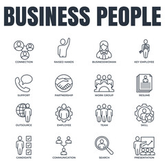 Set of business people icon logo vector illustration. team, resume, communication, presentation and more pack symbol template for graphic and web design collection
